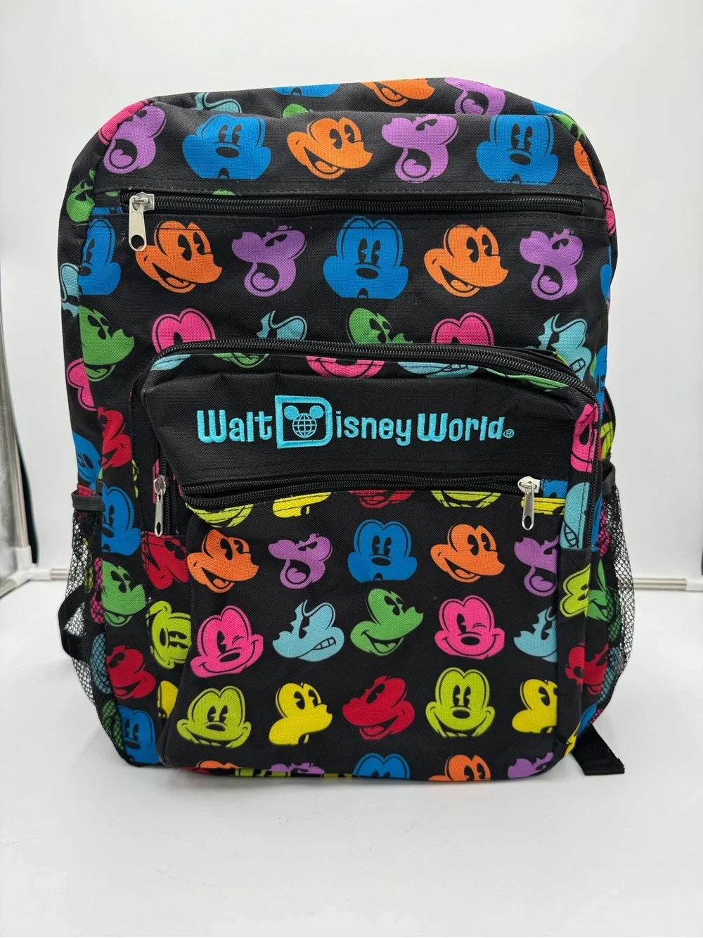 Disney Black Backpack with Multicolor Mickey Silhouettes